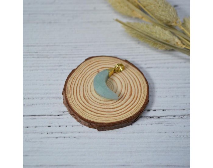 IRR�VERSIBLE Pendentif Lune - Plaqu� Or - Pierres Naturelles (4)