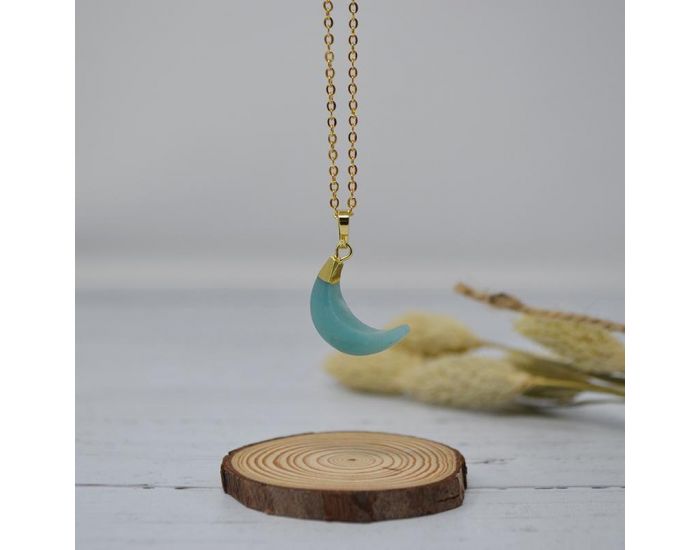 IRR�VERSIBLE Pendentif Lune - Plaqu� Or - Pierres Naturelles (5)