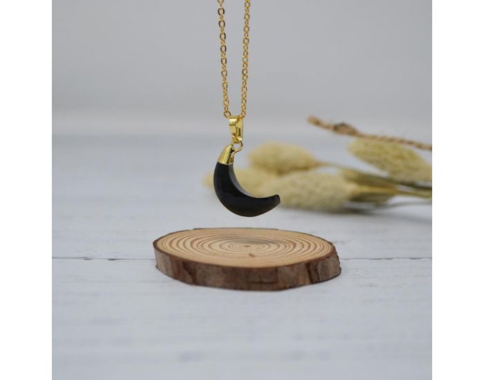 IRR�VERSIBLE Pendentif Lune - Plaqu� Or - Pierres Naturelles (7)