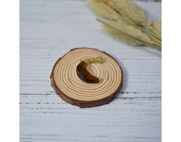 IRR�VERSIBLE Pendentif Lune - Plaqu� Or - Pierres Naturelles (8)