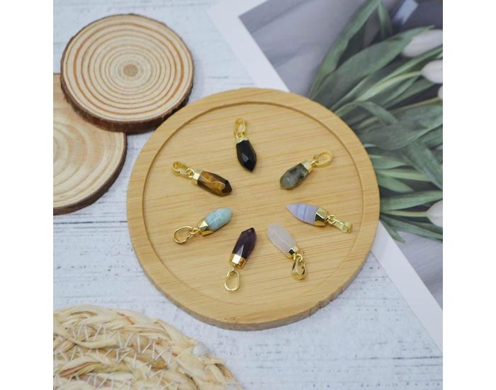 IRR�VERSIBLE Pendentif Petit Pic - Plaqu� Or - Pierres Naturelles (1)