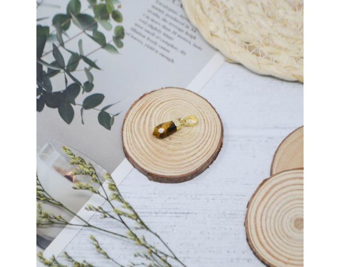 IRR�VERSIBLE Pendentif Petit Pic - Plaqu� Or - Pierres Naturelles (4)