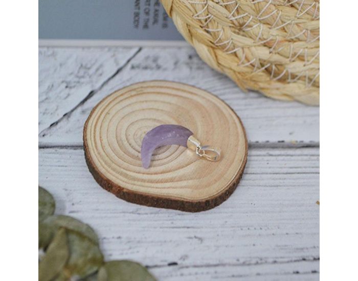 IRR�VERSIBLE Pendentif Lune - Plaqu� Argent - Pierres Naturelles (4)