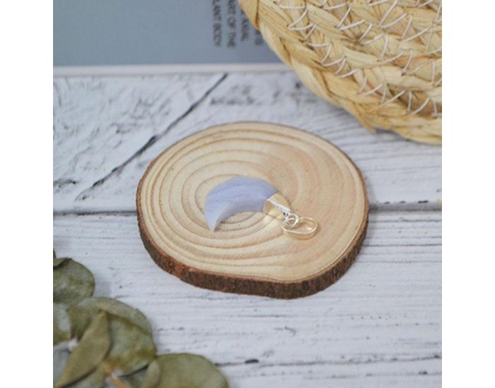 IRR�VERSIBLE Pendentif Lune - Plaqu� Argent - Pierres Naturelles (7)