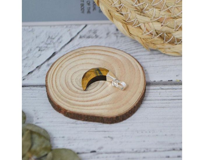 IRR�VERSIBLE Pendentif Lune - Plaqu� Argent - Pierres Naturelles (8)