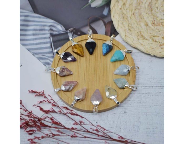 IRR�VERSIBLE Pendentif Losange - Plaqu� Argent - Pierres Naturelles (1)