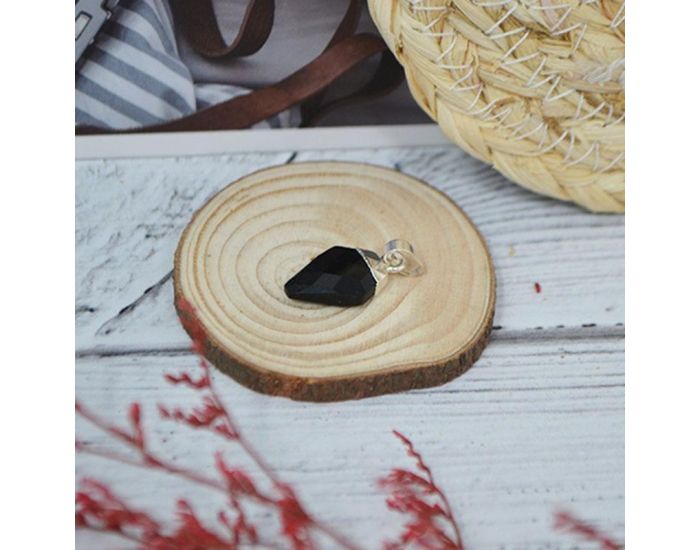 IRR�VERSIBLE Pendentif Losange - Plaqu� Argent - Pierres Naturelles (7)