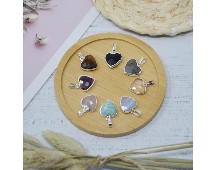 IRRVERSIBLE Pendentif Coeur - Plaqu Argent - Pierres Naturelles (1)