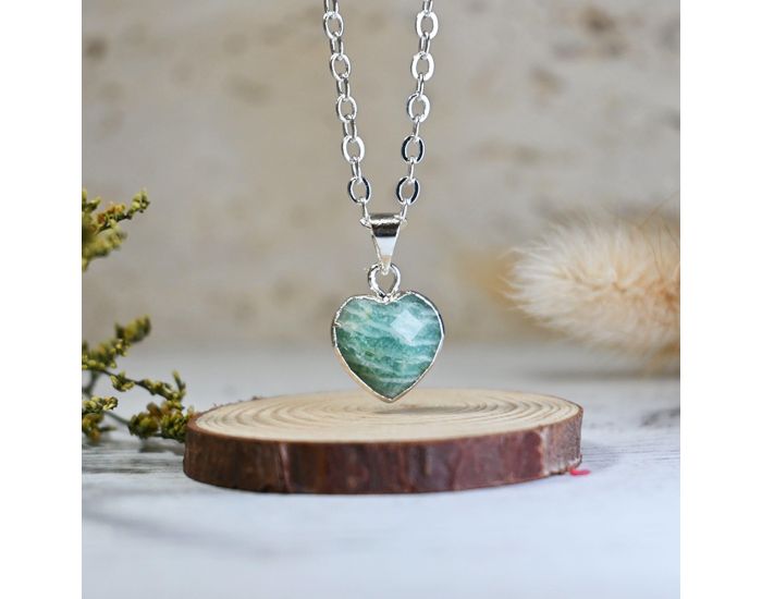 IRRVERSIBLE Pendentif Coeur - Plaqu Argent - Pierres Naturelles (2)