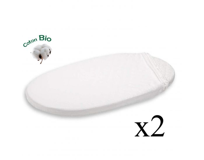 P'TIT BASILE Lot de 2 Draps Housse B�b� Ovales - Couffin, Berceau ou Nacelle - Coton Bio - 40x80 cm (1)