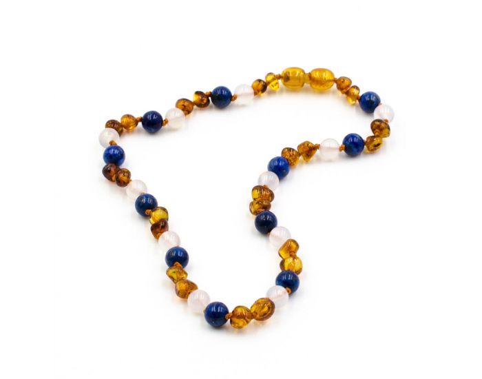 123AMBRE Pack Collier d'Ambre + Bracelet d'Ambre - Lapis Lazuli et Agate (1)