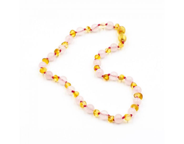 123AMBRE Pack Collier d'Ambre + Bracelet d'Ambre et Quartz Rose (1)