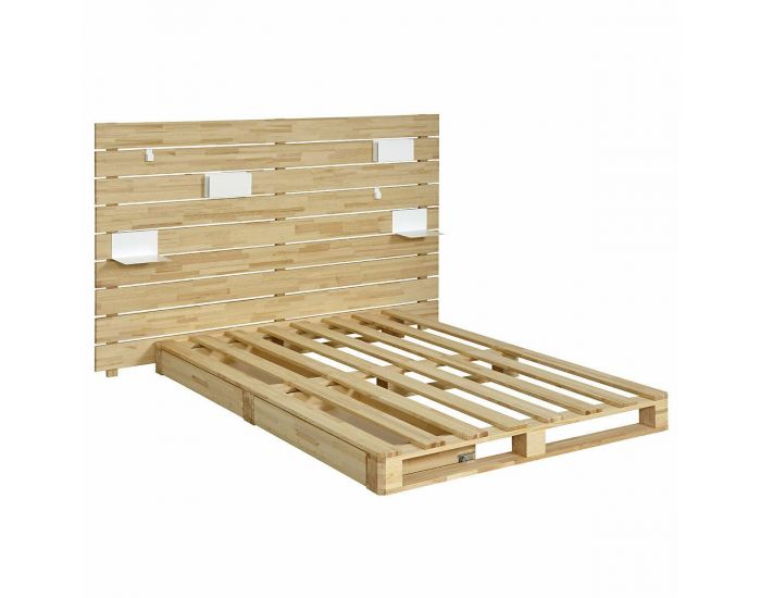 AKITEN RETAIL Pack Lit Palette - avec T�te de Lit et Matelas - Cembro Bois naturel (1)