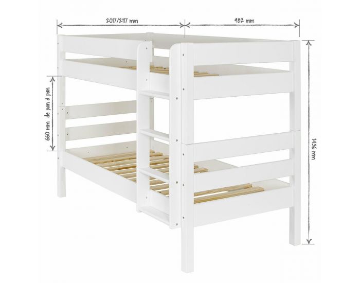 AKITEN RETAIL Pack Lit Superpos� avec 2 Matelas - Nubie - Blanc (3)