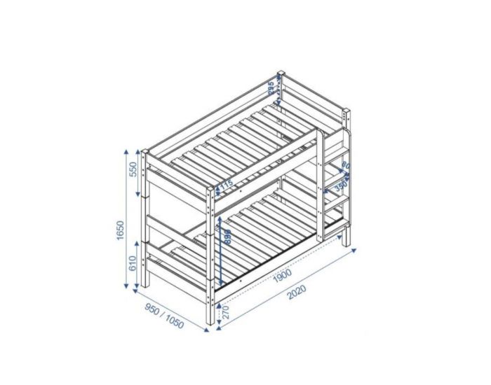 AKITEN RETAIL Lit Superpos� avec Sommier Gigogne - Aaron - Blanc et Bois (3)