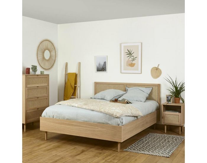 AKITEN RETAIL Lit en Cannage - Stella Bois naturel (2)