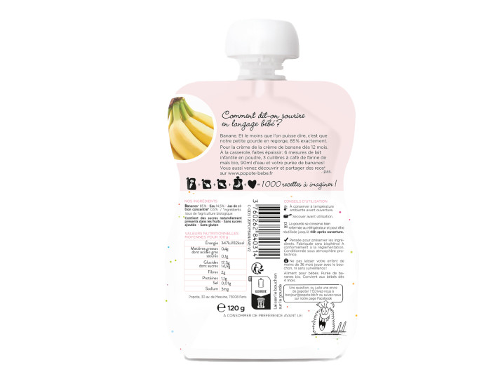 POPOTE Gourde Banane Bio - 120 g - Ds 4/6 mois (1)