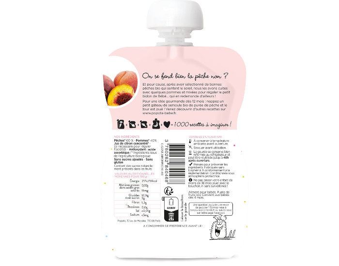 POPOTE Gourde Pche Bio - 120g - Ds 4/6 mois (1)