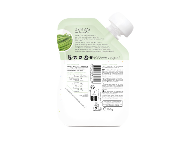 POPOTE Gourde Haricot Vert - 120g - Ds 4/6 mois (1)