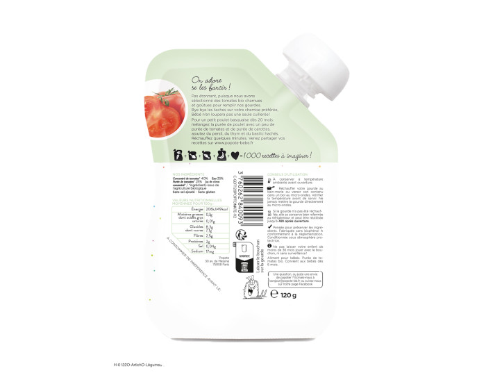 POPOTE Gourde Tomate Bio - 120 g - Ds 4/6 mois (1)