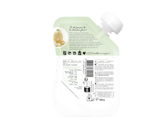 POPOTE Gourde Panais Bio - 120 g - Ds 4/6 mois (1)