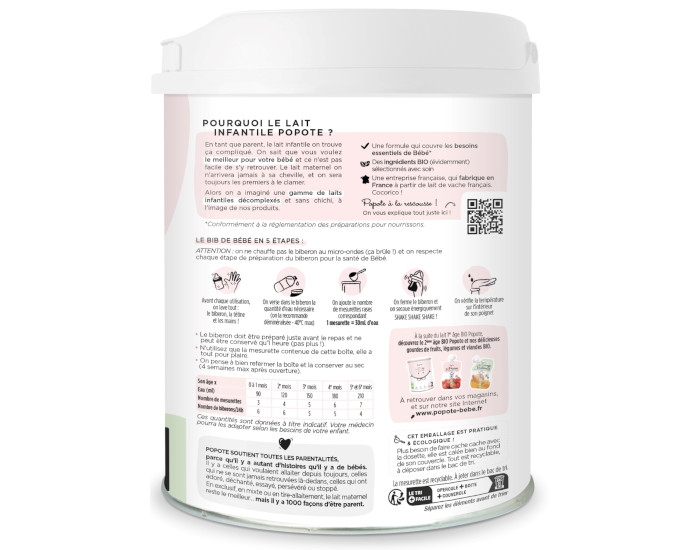 POPOTE Lait infantile 1er ge Bio - 800g - Ds la naissance (2)