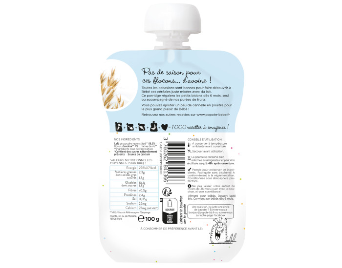 POPOTE Gourde Porridge - 100 g - Ds 6 mois (1)
