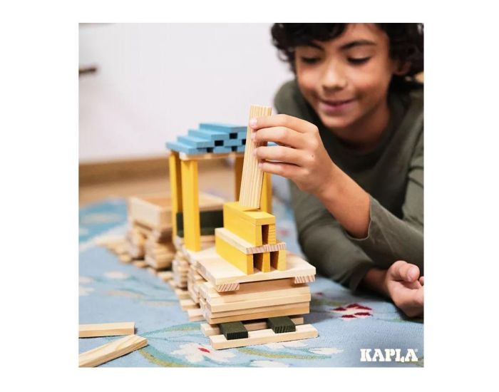 Baril 120 planchettes Kapla® - Bleu, jaune, vert - Jeux de construction en  bois - Jeux de construction