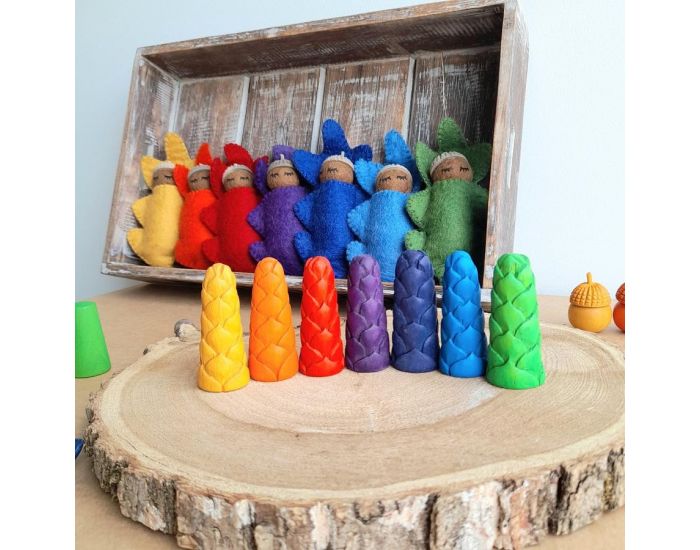 PAPOOSE TOYS Mini Bourgeons de Fleurs en Bois Rainbow - Set de 7 - D�s 3 ans (3)