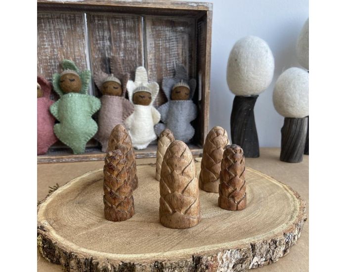 PAPOOSE TOYS Mini Bourgeons de Fleurs en Bois Naturel - Set de 6 - D�s 3 ans (1)