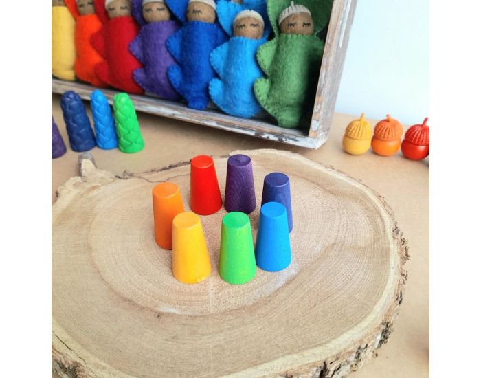 PAPOOSE TOYS Mini C�nes en Bois Rainbow - Set de 7 - D�s 3 ans (1)