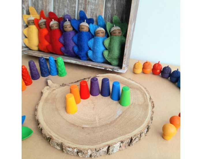 PAPOOSE TOYS Mini C�nes en Bois Rainbow - Set de 7 - D�s 3 ans (2)