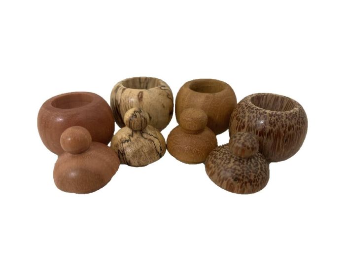 PAPOOSE TOYS Mini Pots de F�es en Bois Naturel - Set de 4 - D�s 3 ans (1)