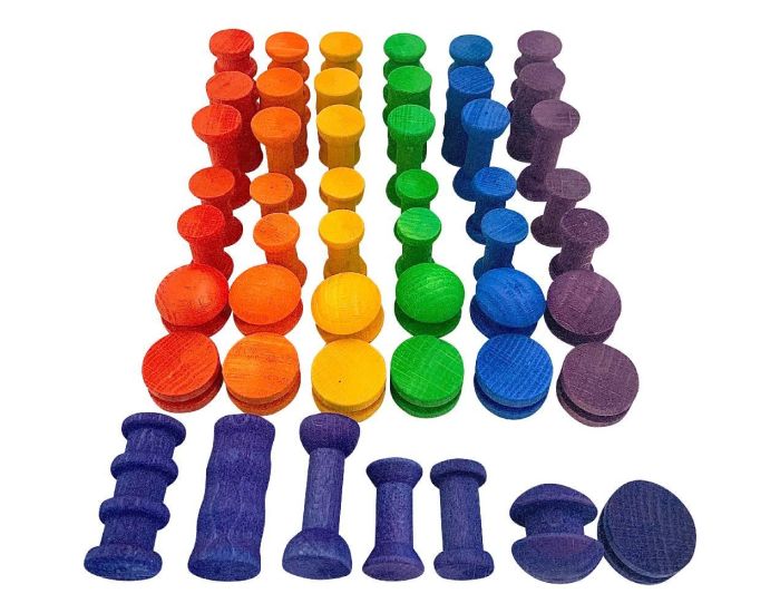PAPOOSE TOYS Mini Bobines en Bois Rainbow - Set de 49 - D�s 3 ans (4)