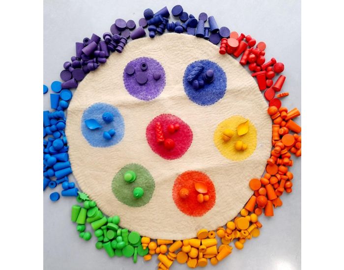 PAPOOSE TOYS Tapis en Laine Feutr�e Cercles Rainbow - 70 cm - D�s la naissance (4)