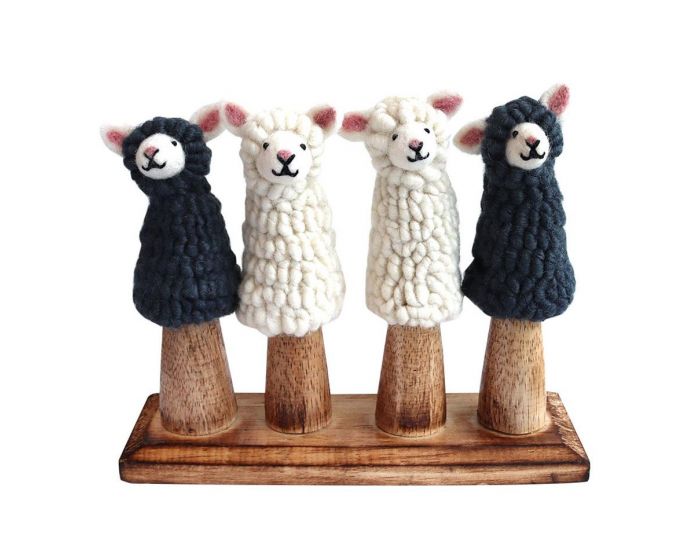 PAPOOSE TOYS Marionnettes � Doigts en Laine Feutr�e - Moutons - D�s 3 ans (2)