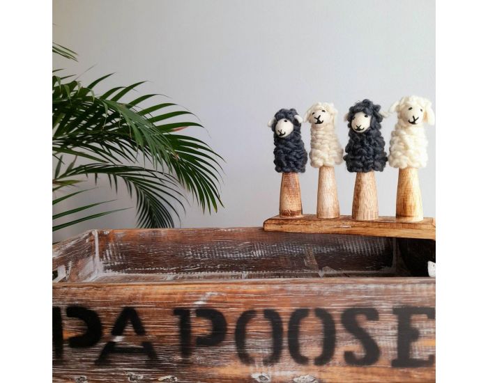 PAPOOSE TOYS Marionnettes � Doigts en Laine Feutr�e - Moutons - D�s 3 ans (4)