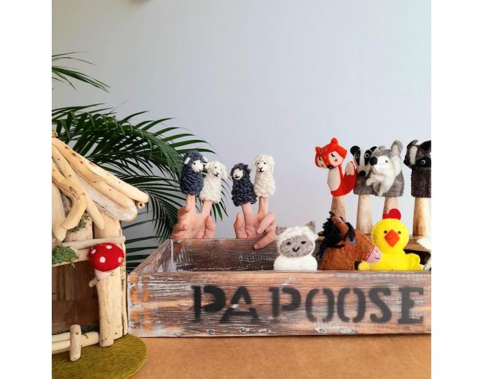 PAPOOSE TOYS Marionnettes � Doigts en Laine Feutr�e - Moutons - D�s 3 ans (5)