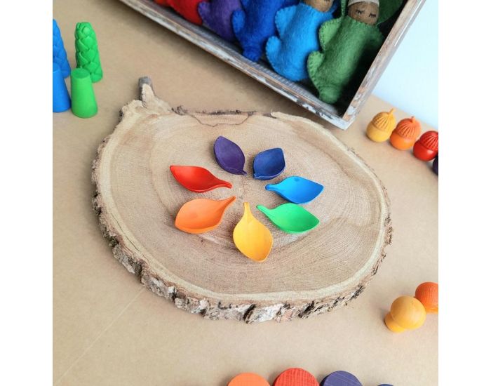 PAPOOSE TOYS Mini Feuilles en Bois Rainbow - Set de 7 - D�s 3 ans (4)
