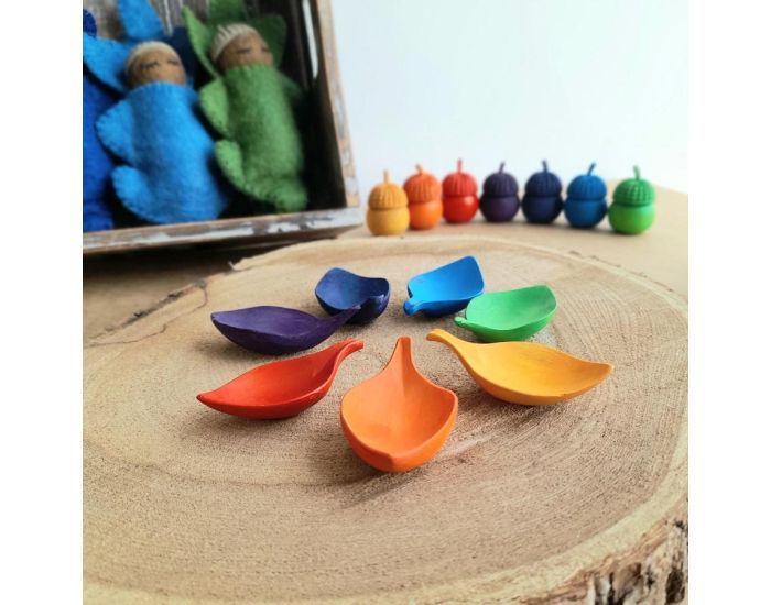 PAPOOSE TOYS Mini Feuilles en Bois Rainbow - Set de 7 - D�s 3 ans (5)