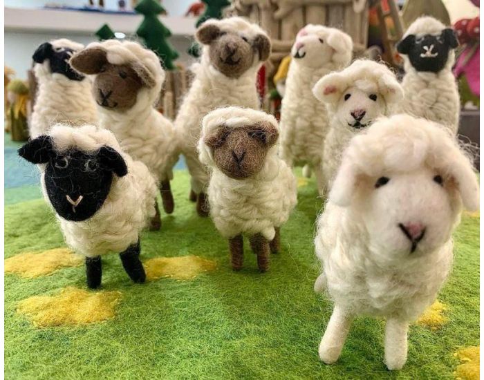 PAPOOSE TOYS Mouton 9 cm en Laine Feutr�e - Blanc - D�s 3 ans (3)