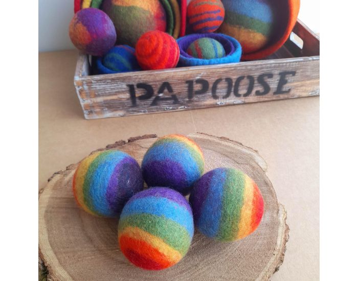 PAPOOSE TOYS Balles en Laine Feutr�e - Rainbow - Set de 4 - D�s la naissance (3)