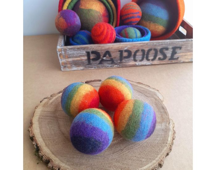 PAPOOSE TOYS Balles en Laine Feutr�e - Rainbow - Set de 4 - D�s la naissance (5)