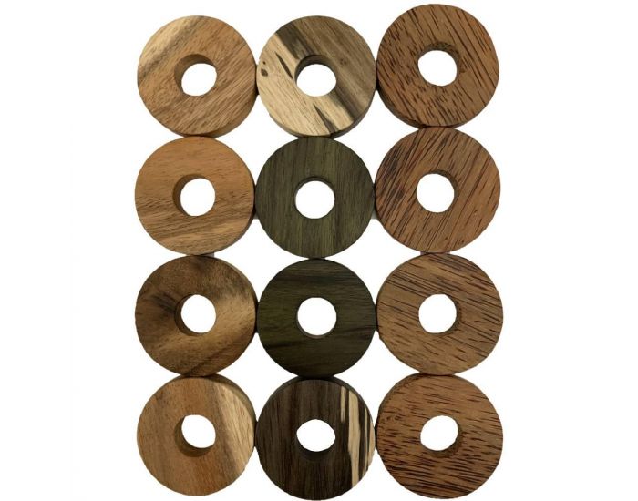 PAPOOSE TOYS Mini Anneaux en Bois Naturel - Set de 12 - D�s 3 ans (2)