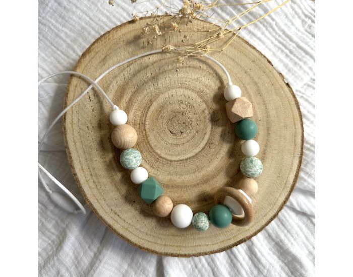 MAWEN MATERNE Collier d'Allaitement ou de Portage - Silicone - Vert, Blanc, Bois - Nathalia (1)