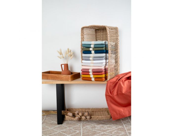 KADOLIS Drap Plat en Coton Bio - Adulte - Uni - Noisette (7)