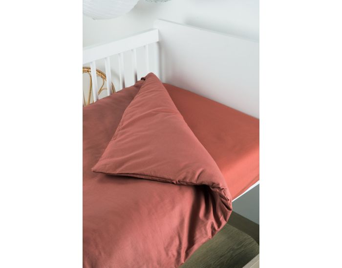 KADOLIS Housse de Couette B�b� Unie en Coton Bio - Terracotta (1)