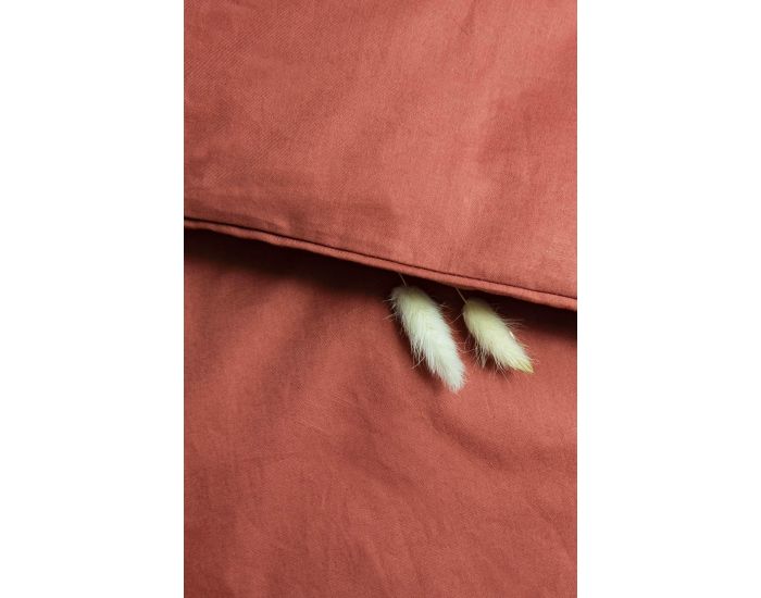KADOLIS Housse de Couette B�b� Unie en Coton Bio - Terracotta (3)