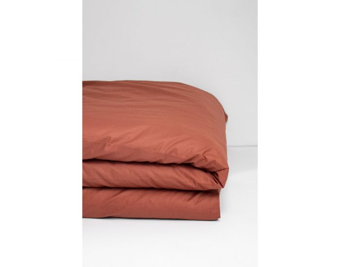 KADOLIS Housse de Couette B�b� Unie en Coton Bio - Terracotta (5)