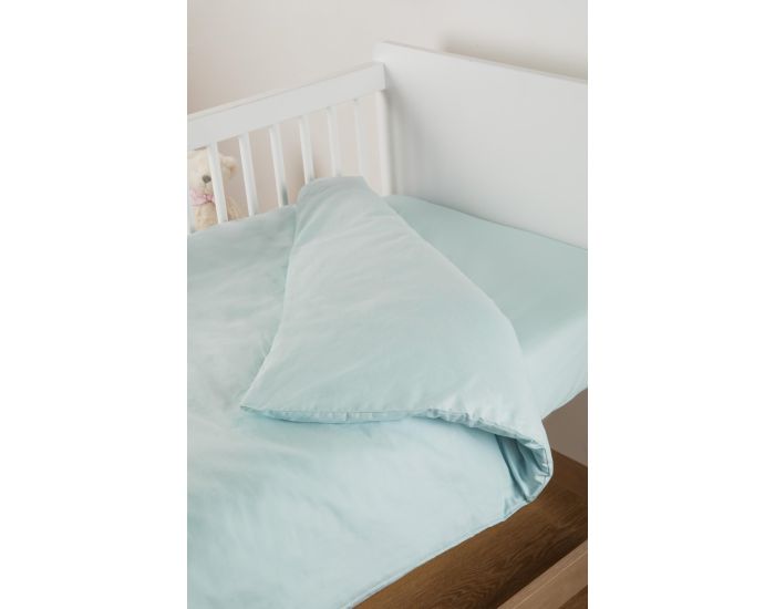 KADOLIS Housse de Couette B�b� Unie - en Coton Bio - Bleu C�ladon (1)